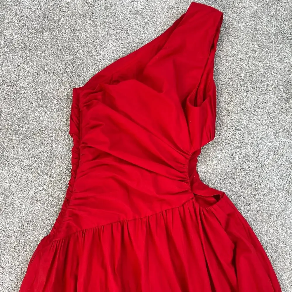 Abercrombie and Fitch Red Cutout Waist One Shoulder Dress (Sz XS)